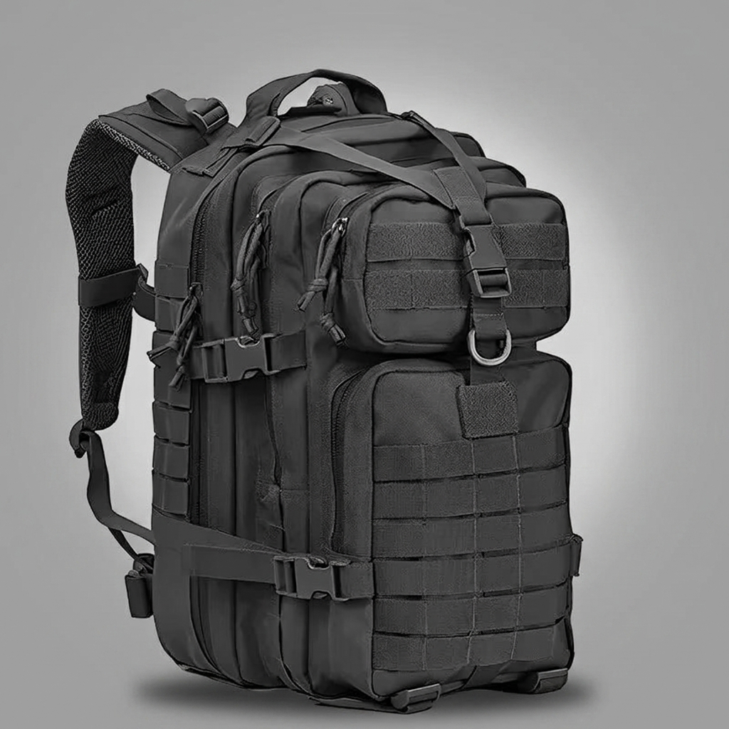Schwarz · Outvolt Trailpack 38L Outdoor-Rucksack in Schwarz mit MOLLE-System